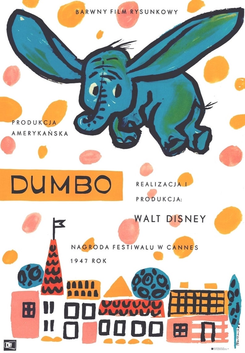 An official Limited Edition Polish School of Posters reprint (c.500) of 1941 American Walt Disney classic Dumbo.