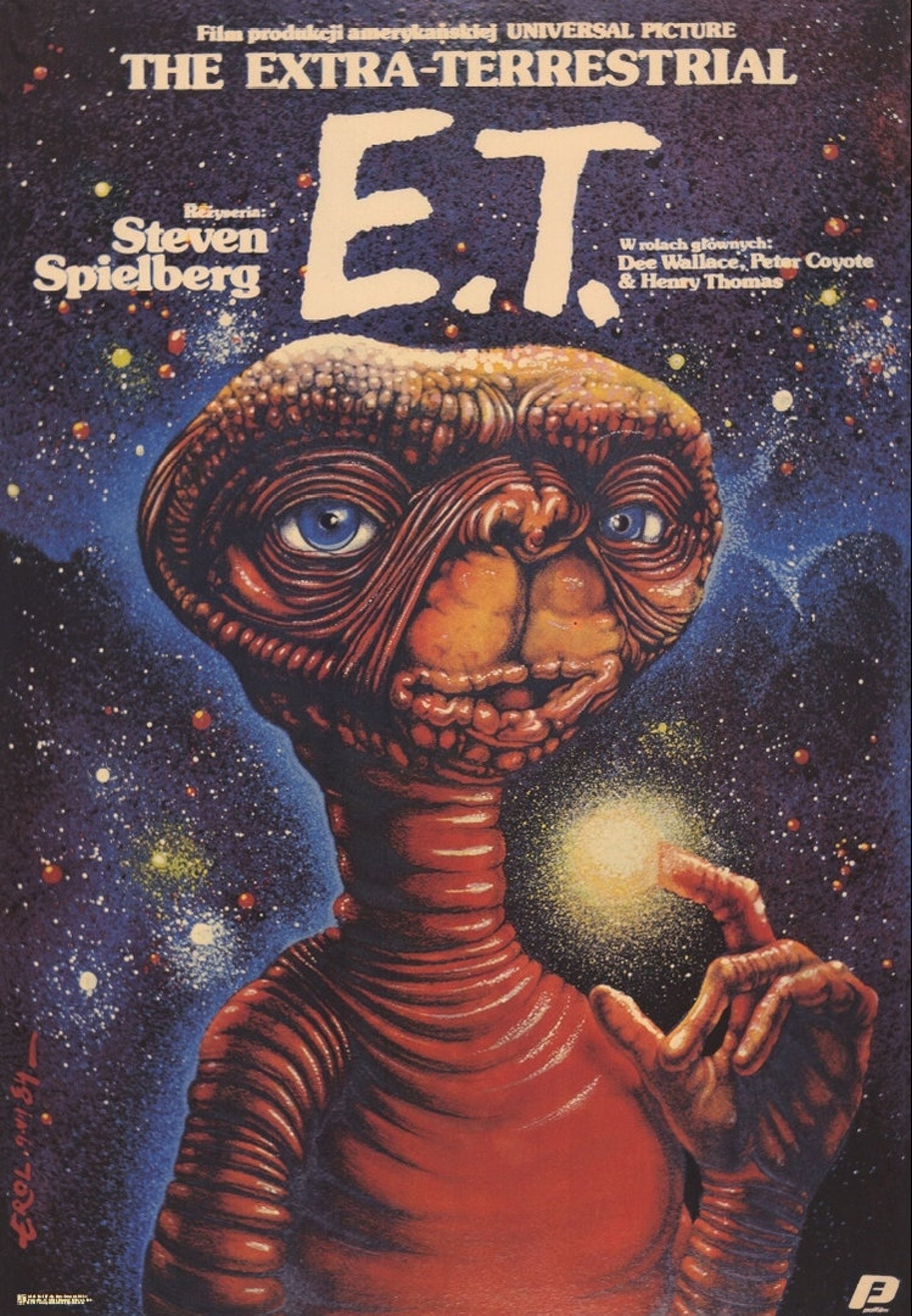 An official Limited Edition Polish School of Posters reprint (c.500) of 1982 American Sci-Fi classic E.T.