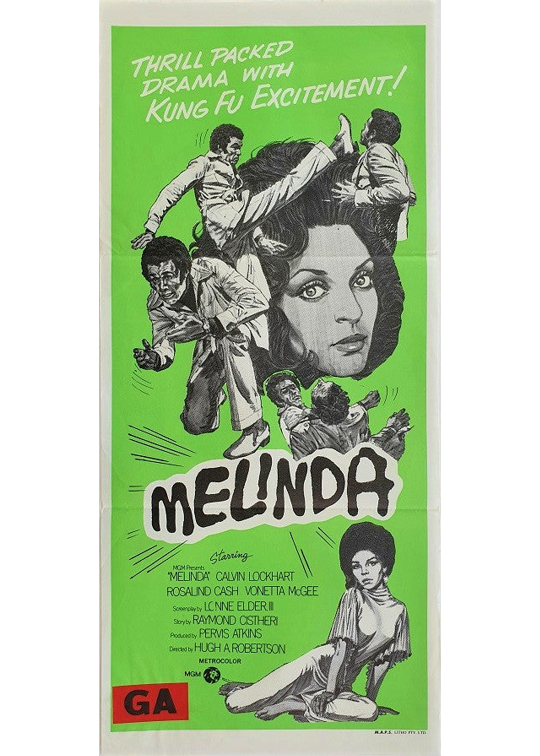 Original Melinda 1972 AUS/NZ Daybill Movie Art Poster