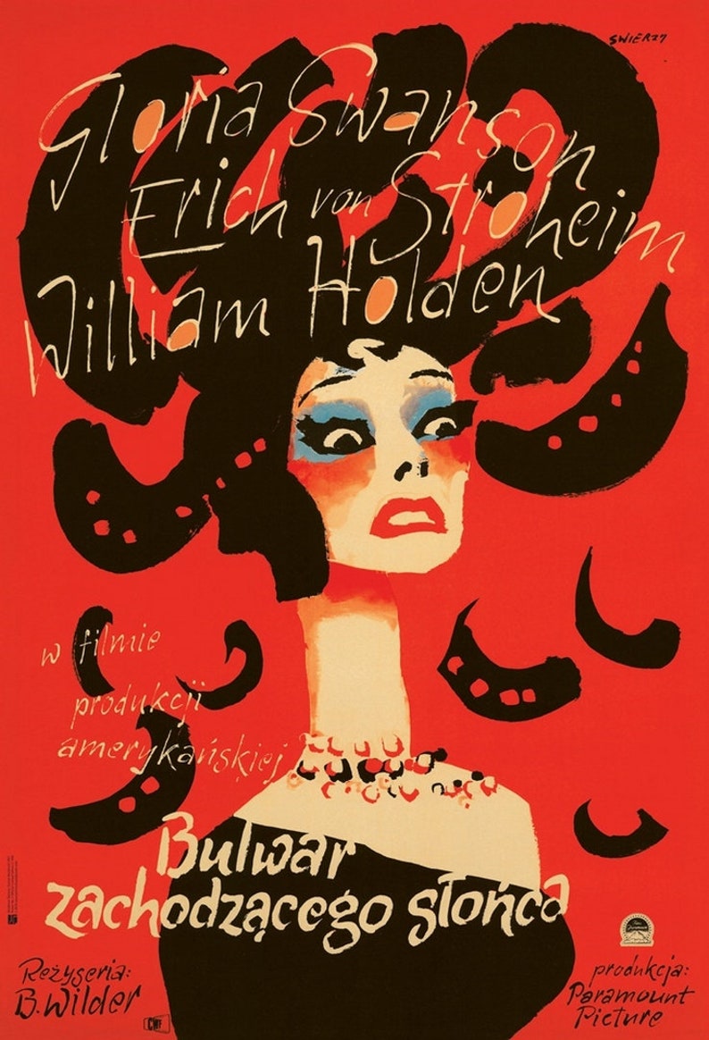 Sunset Boulevard Polish Movie Art Poster Reprint